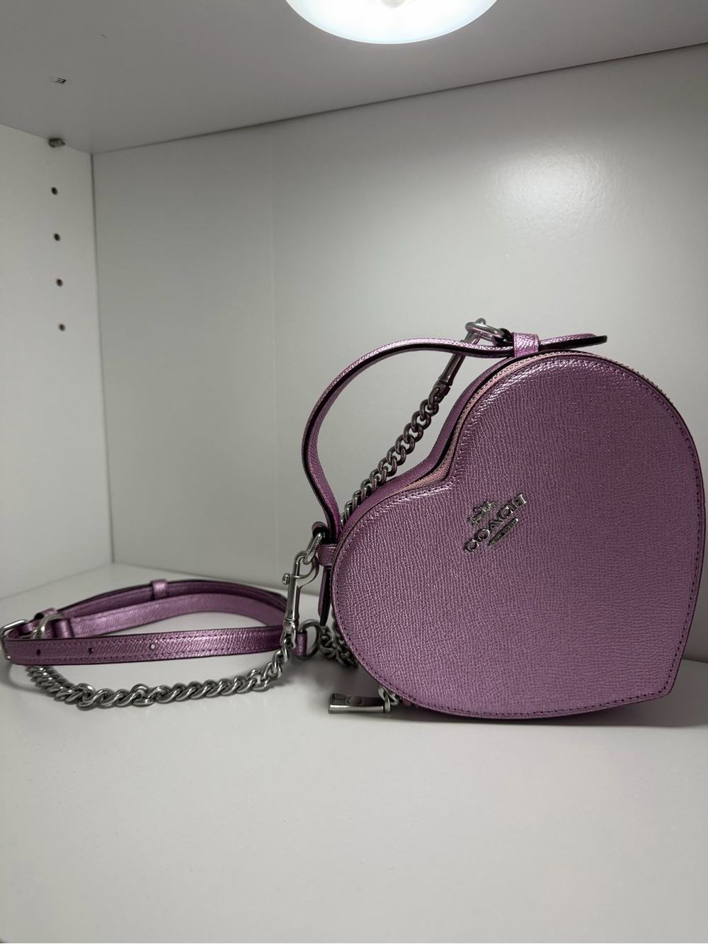 Coach Metallic Lilac Heart Crossbody Bag